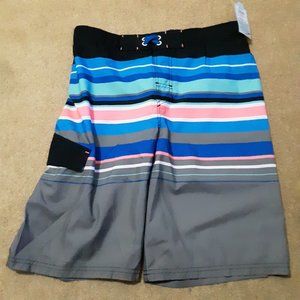 NWT Cat & Jack Boys XL Husky Swim Trunks GRAY